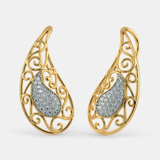 1650 Gold Round Earring Designs Online In India 2018 Page 14 The Darpali Paisley Drop Earrings