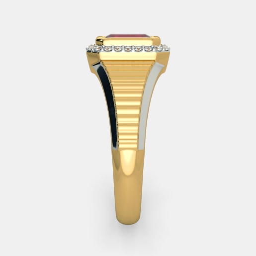 Diamond And Ruby Ring In Yellow Gold (6.59 Gram) With Diamonds (0.192 Ct)