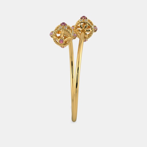 Diamond And Pink Tourmaline Bangle In Yellow Gold (12.77 Gram) With Diamonds (0.144 Ct)